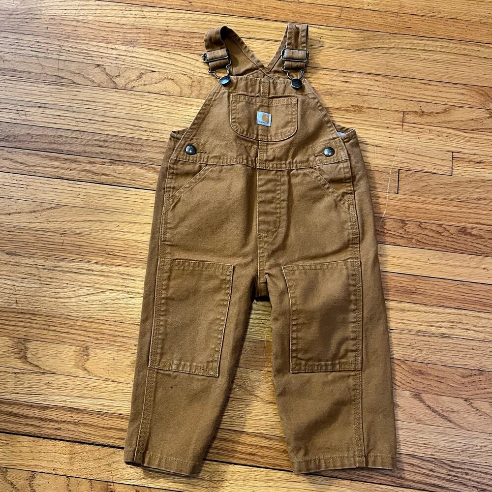 Carhartt Overalls Kids Infant 12 Month Brown Pants Double Knee